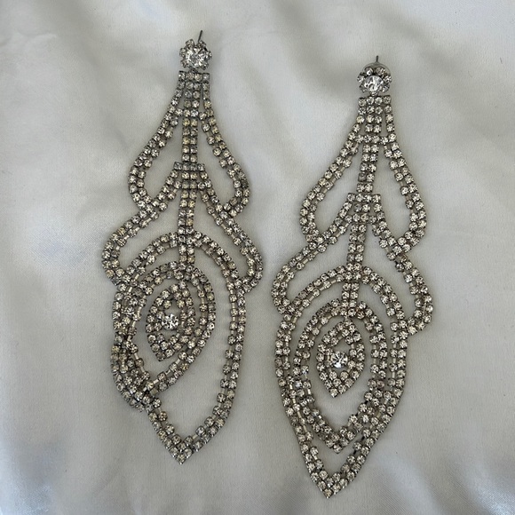 Vintage inspired long diamond earrings